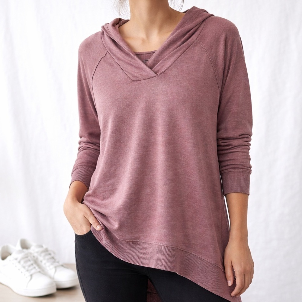 Sonoma Women’s Mauve Lightweight Hoodie Hi Low Hem Soft Casual Athleisure L